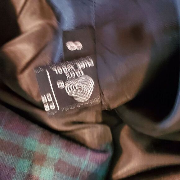 Vintage Wool Plaid Tartan Vintage Sz 8 Double Breasted Green Navy Blue - Picture 7 of 7